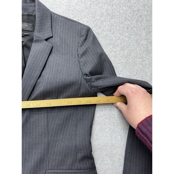 J.Crew Blazer Jacket Womens 2 Gray Striped Wool Super 120s Career Professional - Picture 7 of 12